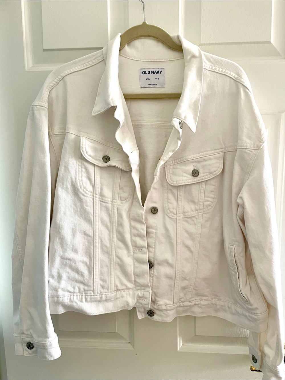 Old Navy White Denim Jacket - Classic Button-Front Jean Jacket